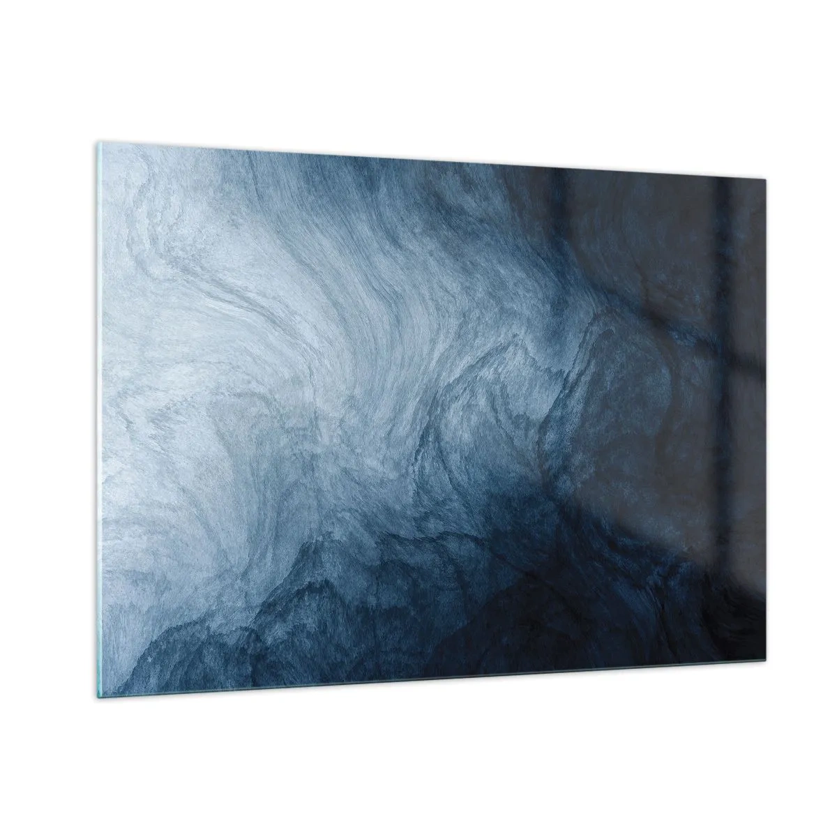 Quadro su vetro - Profondità astratta nelle tonalità del blu navy e del grigio - 100x70cm - Arrivando in profondità - Decorazione murale moderna per soggiorno e camera da letto ARTTOR