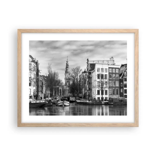 Poster in cornice rovere chiaro - Atmosfera di Amsterdam - 50x40 cm