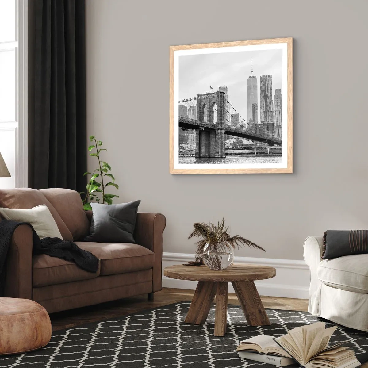Poster in cornice rovere chiaro - Atmosfera di New York - 60x60 cm