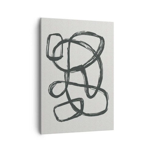 Quadro su tela - Stampe su Tela - Linee astratte che creano forme libere su uno sfondo chiaro - 50x70cm - Astrazione aggrovigliata - Decorazione murale moderna per soggiorno e camera da letto ARTTOR