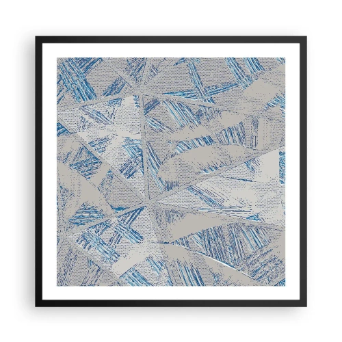 Poster in cornice nera - Nel labirinto grigioblu - 60x60 cm