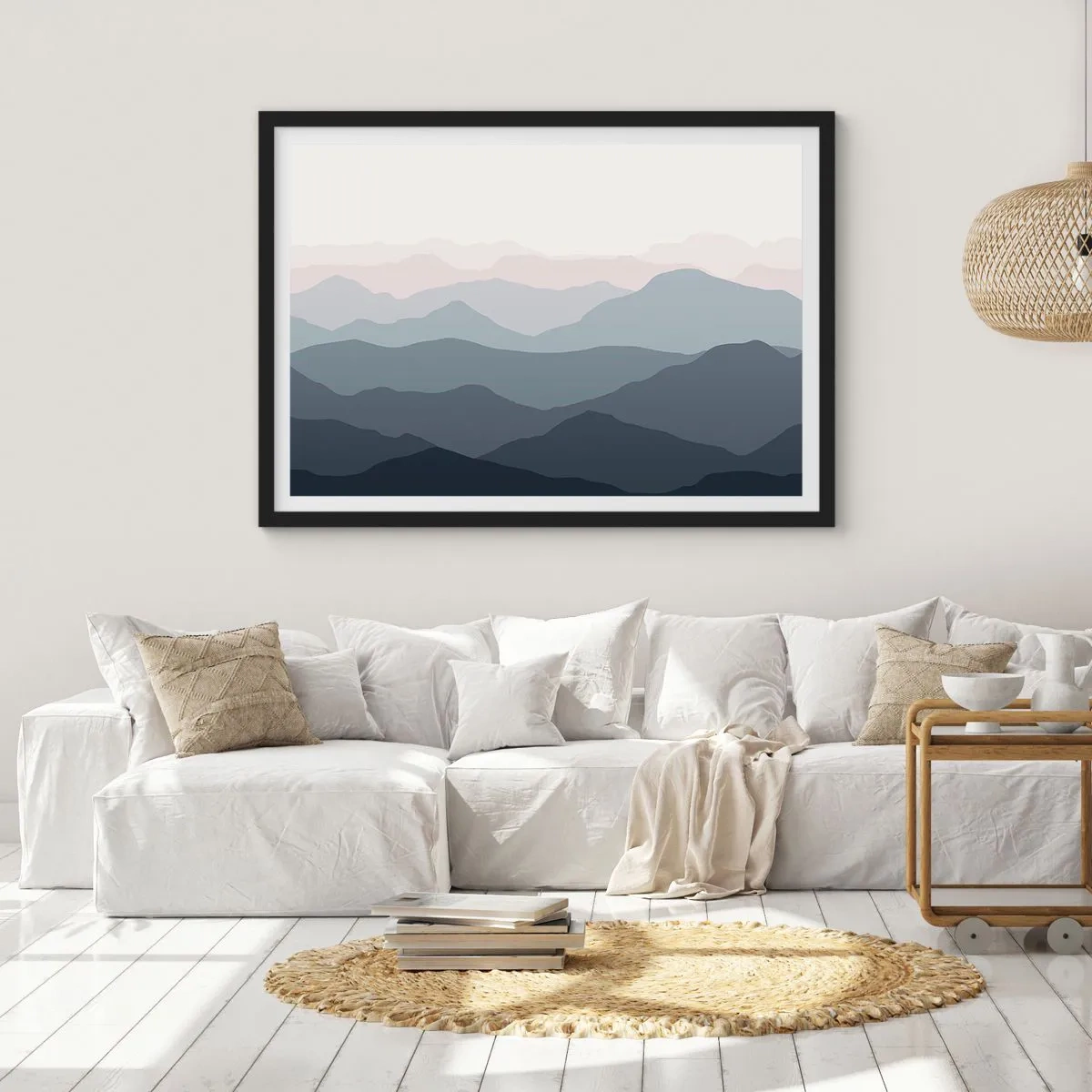 Poster in cornice nera - Le onde dei monti - 50x40 cm