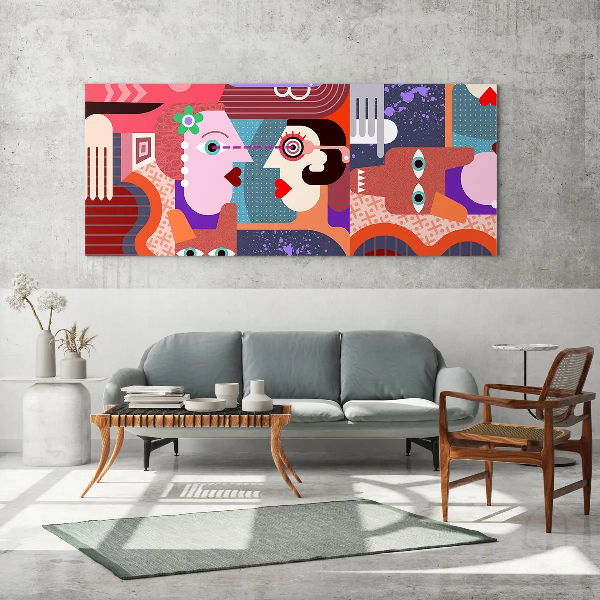 Quadro su vetro - Faccia a faccia - 90x30 cm