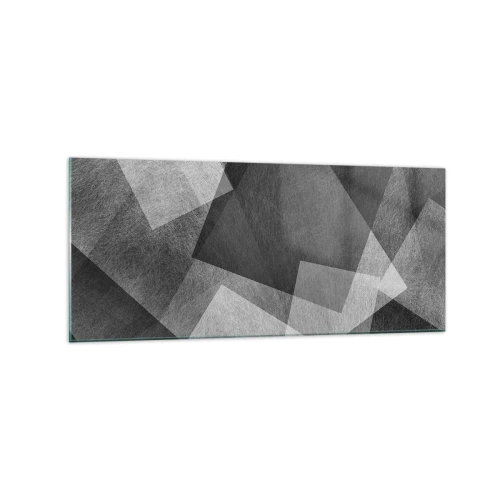 Quadro su vetro - Astrazione in bianco e nero con forme geometriche - 120x50cm - Simbolo eterno di ordine e durata - Decorazione murale moderna per soggiorno e camera da letto ARTTOR