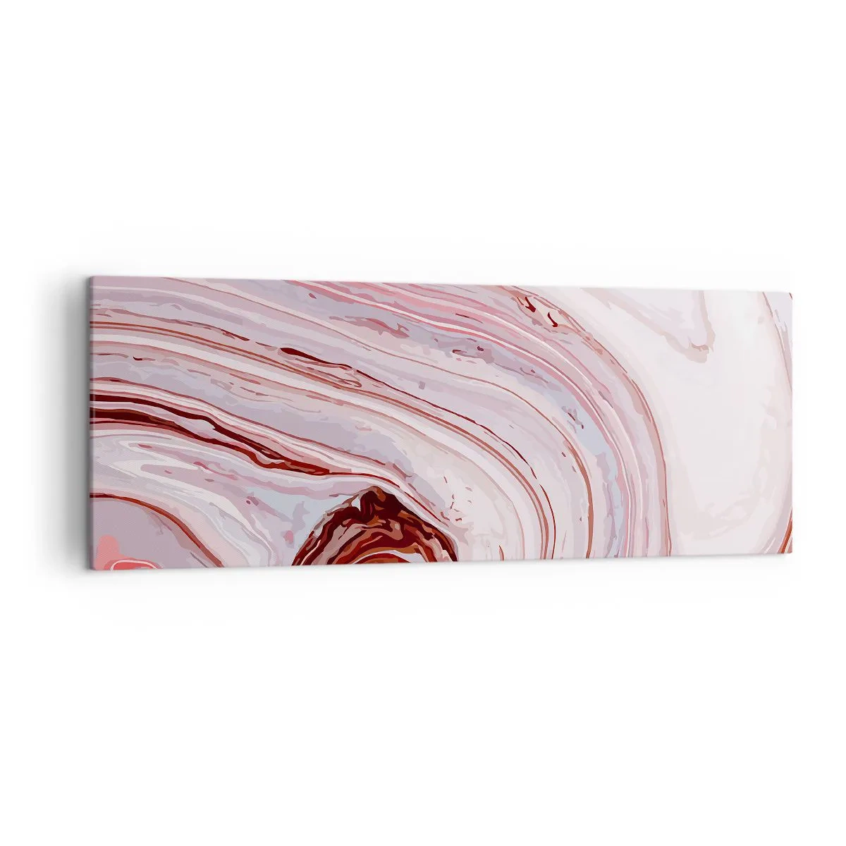 Quadro su tela - Stampe su Tela - Motivo astratto in rosa e bianco - 140x50cm - Dritto, poi a destra in basso - Decorazione murale moderna per soggiorno e camera da letto ARTTOR