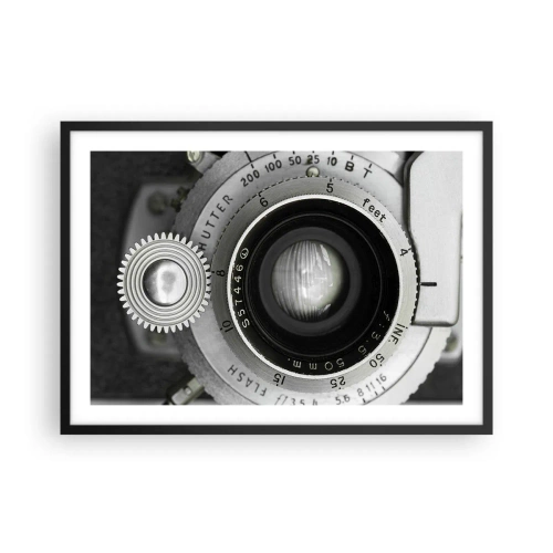 Poster in cornice nera - L'obiettivo di una vecchia macchina fotografica - 70x50cm - Racconto su Hollywood - Decorazione murale moderna per soggiorno e camera da letto ARTTOR