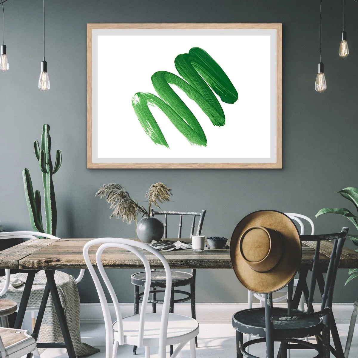 Poster in cornice rovere chiaro - Scherzo verde - 100x70 cm