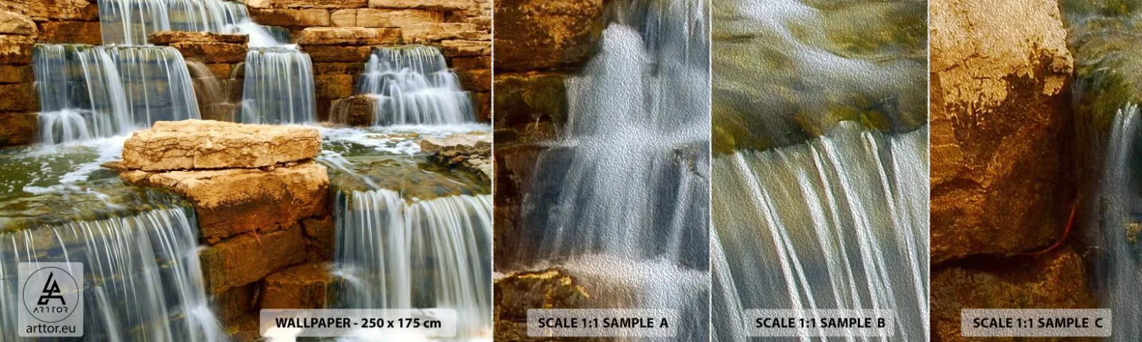 Campione di Fotomurale Premium Sand - La scala verso il cielo - Cascata, Natura, Paesaggio - 100x30 cm
