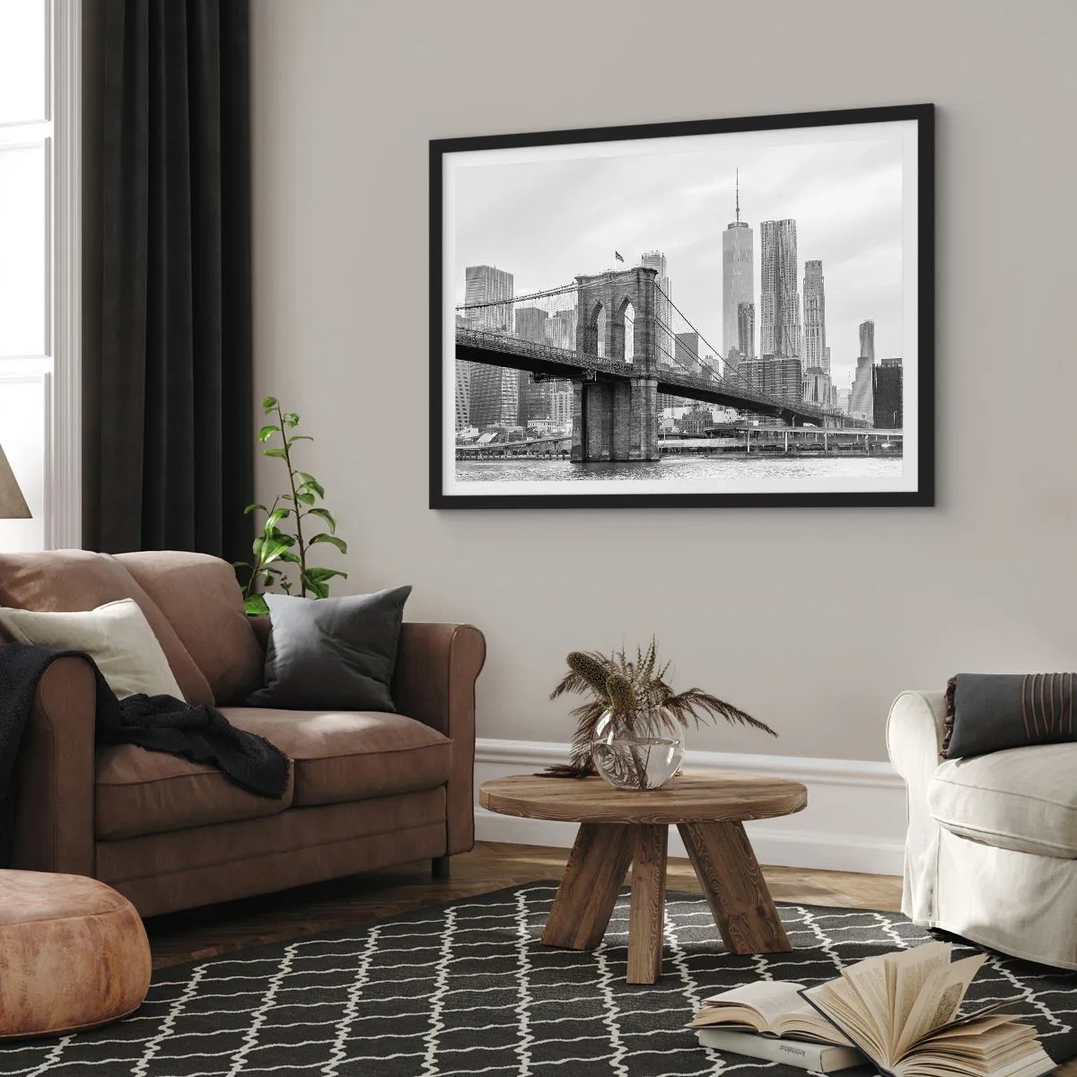 Poster in cornice nera - Atmosfera di New York - 40x30 cm