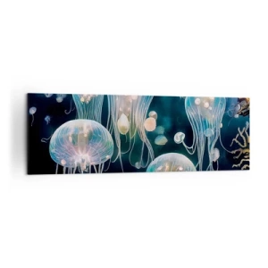 Quadro su tela - Stampe su Tela - Delicate meduse nel mondo sottomarino - 160x50cm - Danza sottomarina - Decorazione murale moderna per soggiorno e camera da letto ARTTOR