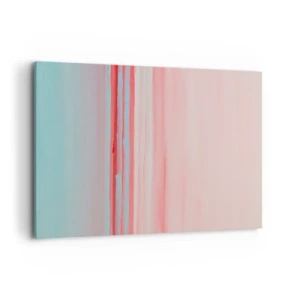 Quadro su tela - Stampe su Tela - Linee pastello nei toni del rosa e del blu in una composizione minimalista - 100x70cm - Astrazione all'alba - Decorazione murale moderna per soggiorno e camera da letto ARTTOR