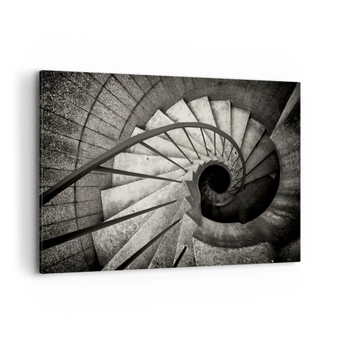 Quadro su tela - Stampe su Tela - Scala a chiocciola bianca e nera in stile moderno - 120x80cm - Salire e scendere - Decorazione murale moderna per soggiorno e camera da letto ARTTOR