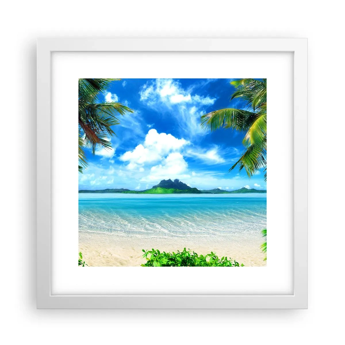 Poster in cornice bianca - L'azzurro dei tropici - 30x30 cm