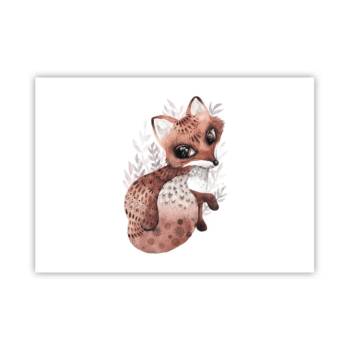 Poster - Una simpatica volpe acquerellata su uno sfondo chiaro - 100x70cm - Semplicemente da amare - Decorazione murale moderna per soggiorno e camera da letto ARTTOR