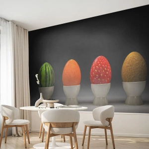Fotomurali Premium Sand - Colazione alla frutta - Astrazione, Frutta, Uovo - 300x210 cm