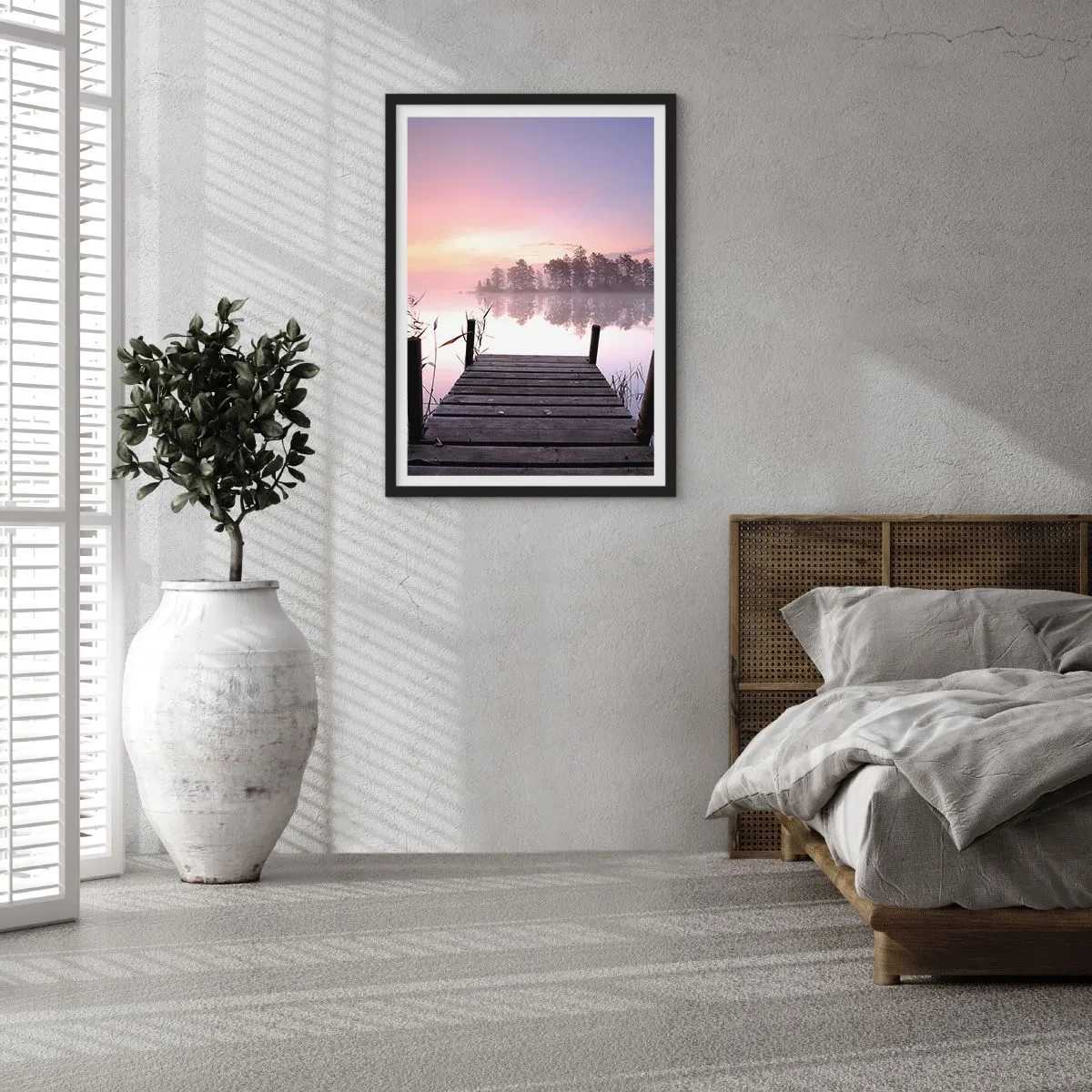 Poster in cornice nera - Nebbia color lilla - 30x40 cm