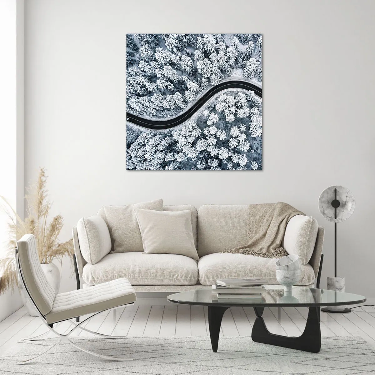 Quadro su vetro - Attraverso il bosco invernale - 40x40 cm