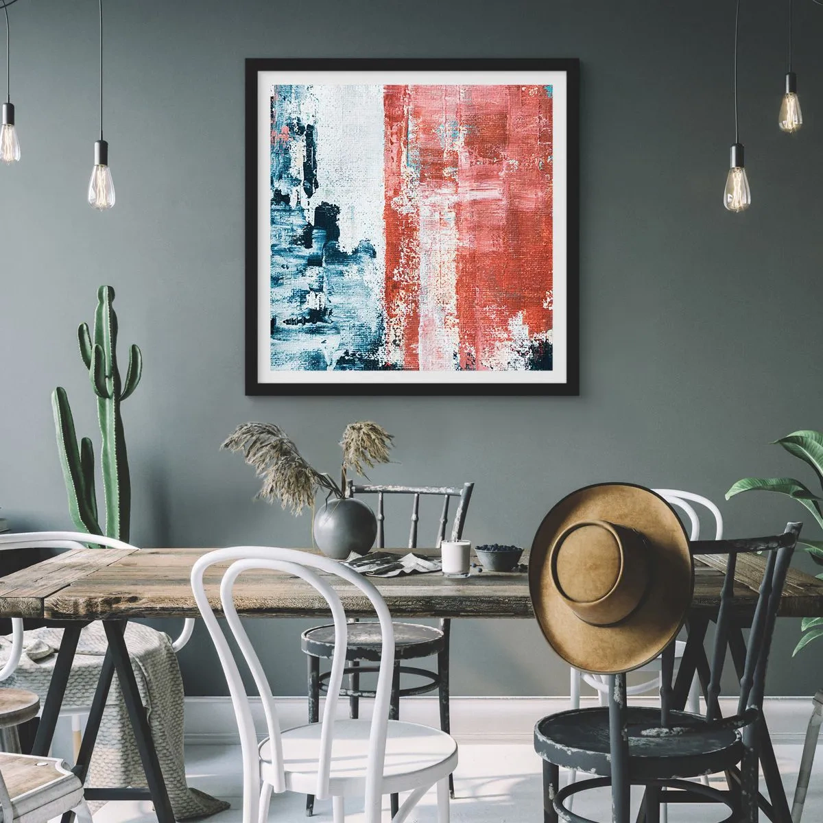 Poster in cornice nera - Astratto in due metà - 60x60 cm