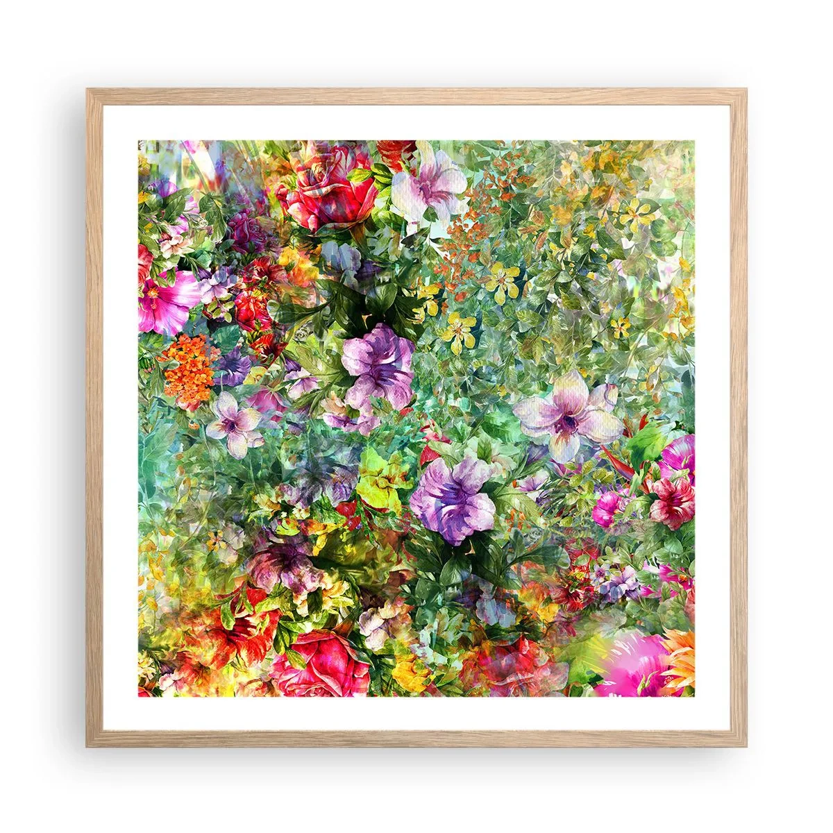Poster in cornice rovere chiaro - Perdersi nei fiori - 60x60 cm