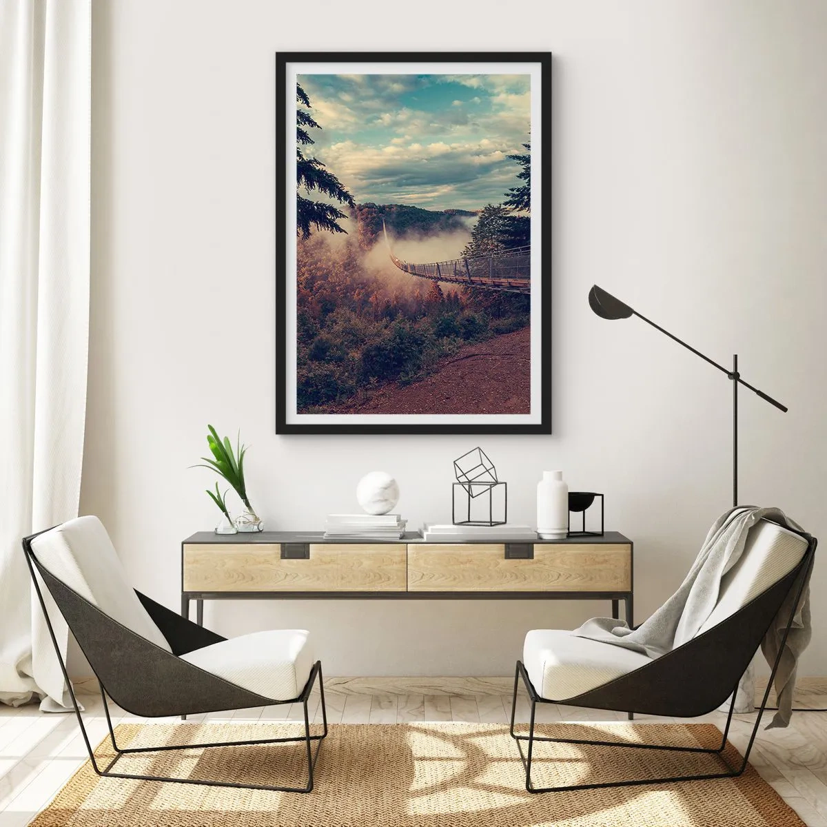 Poster in cornice nera - Sopra il bosco autunnale - 40x50 cm