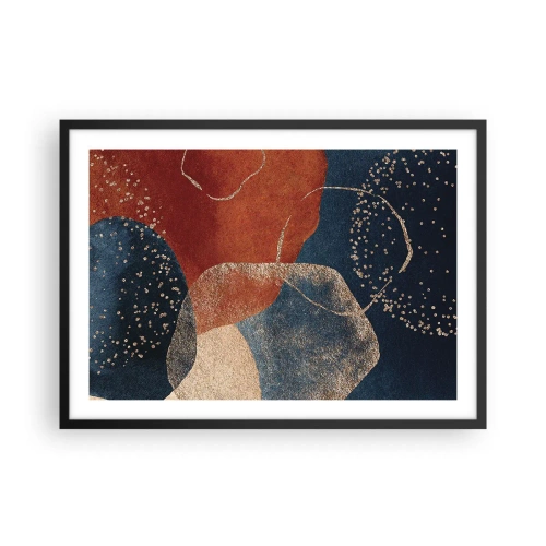 Poster in cornice nera - Forme astratte nelle tonalità del rosso e del blu - 70x50cm - La leggerezza dell'essere - Decorazione murale moderna per soggiorno e camera da letto ARTTOR