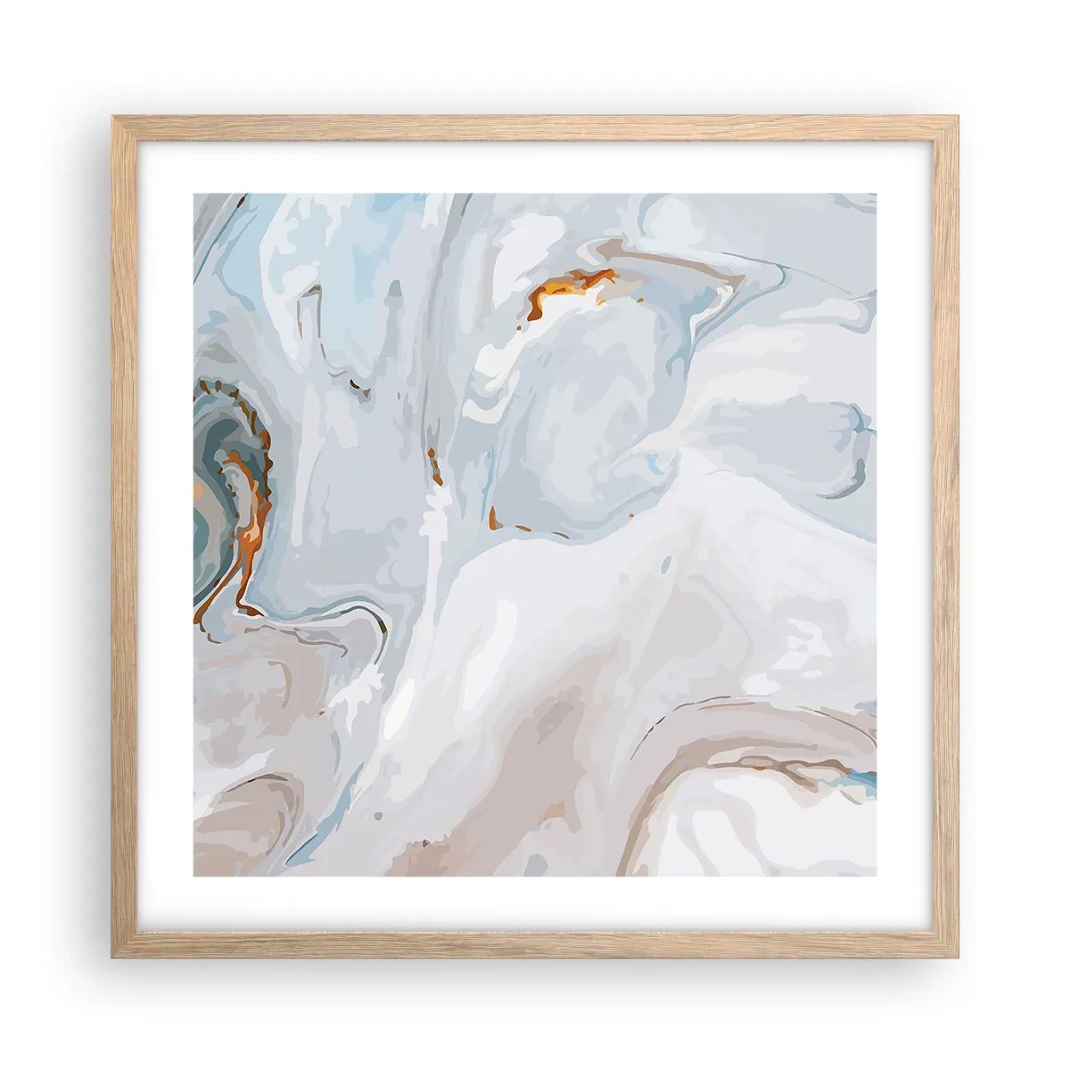 Poster in cornice rovere chiaro - Bianchi sovrapposti - 50x50 cm