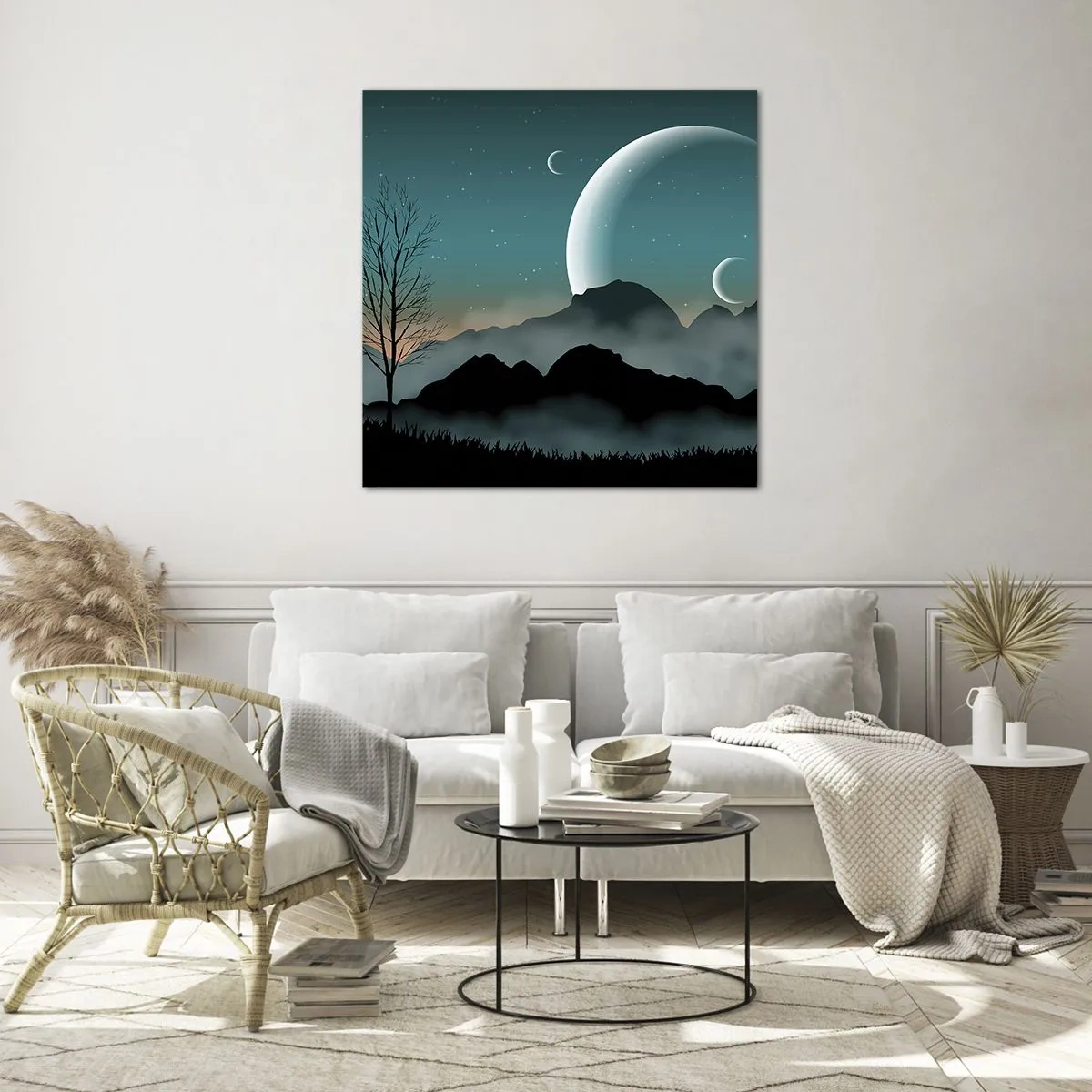 Quadro su vetro - Il carnevale di una notte stellata - 50x50 cm