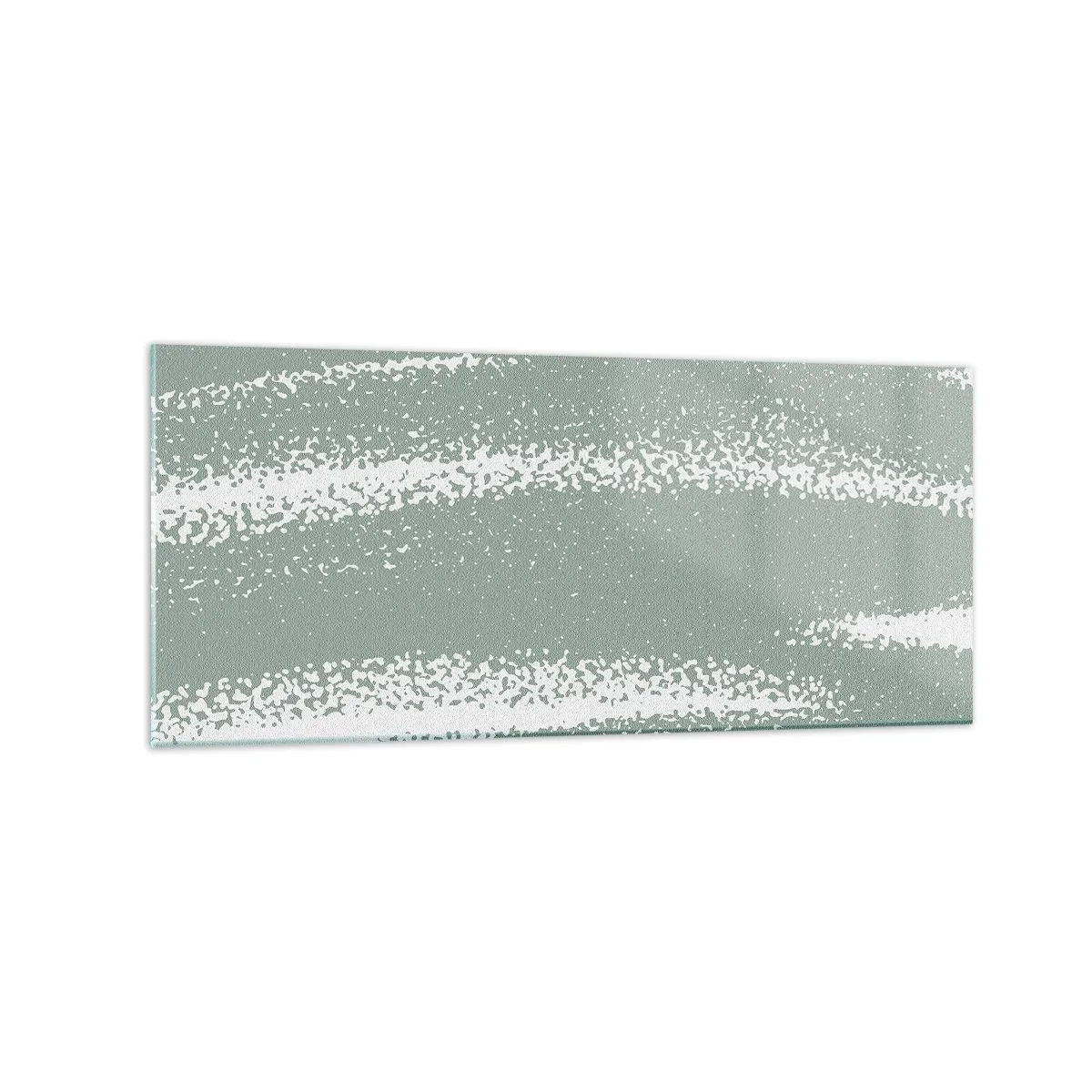 Quadro su vetro - Onde invernali nei toni del menta e del bianco - 120x50cm - Astrazione in clima invernale - Decorazione murale moderna per soggiorno e camera da letto ARTTOR