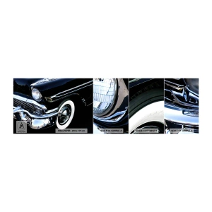 Campione di Fotomurale Adesivo Deluxe Sticker - Classicità in argento, nero e bianco - Settore automobilistico, Auto, bianco e nero - 100x30 cm