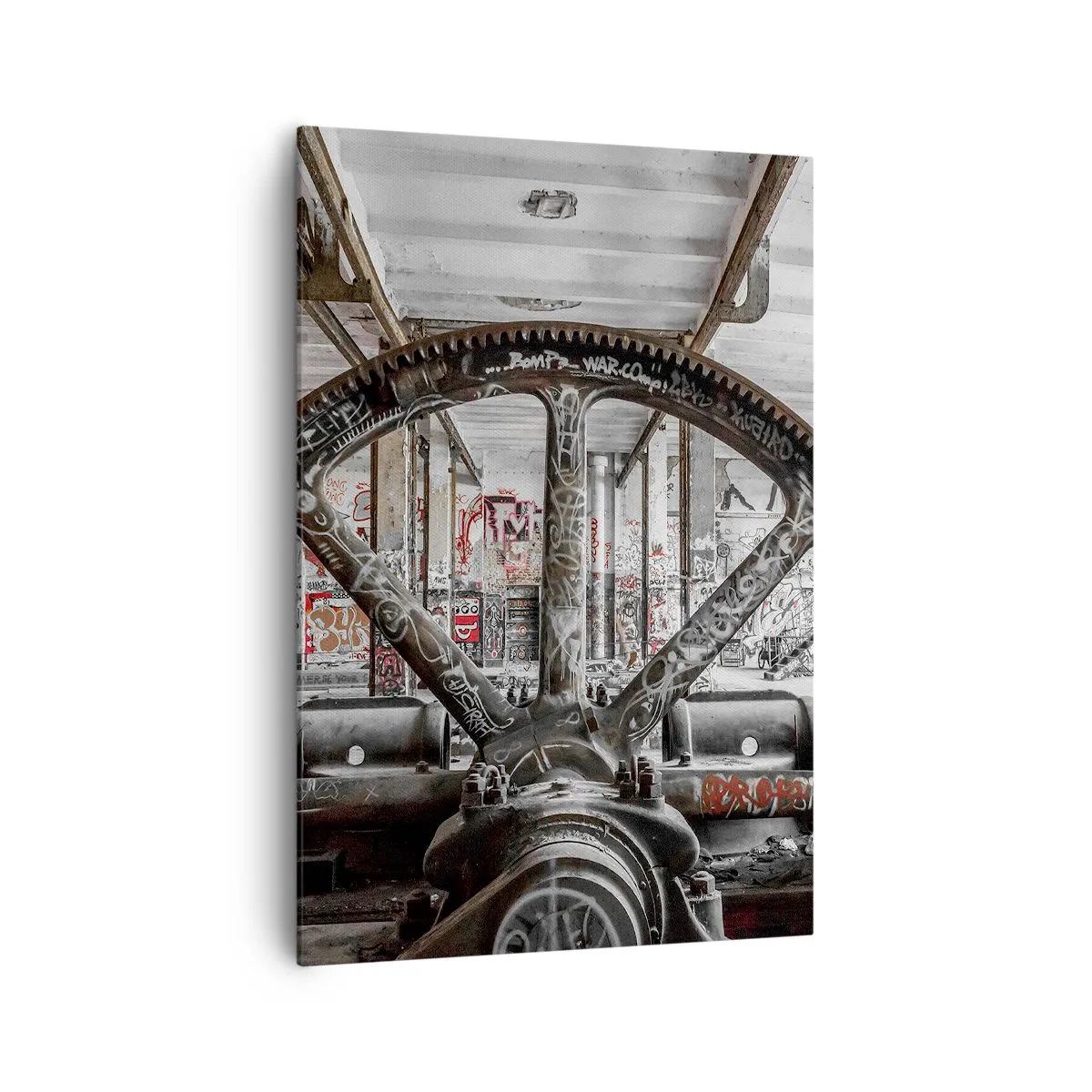 Quadro su tela - Stampe su Tela - Un vecchio meccanismo in un interno industriale abbandonato - 70x100cm - La vita segreta della fabbrica - Decorazione murale moderna per soggiorno e camera da letto ARTTOR