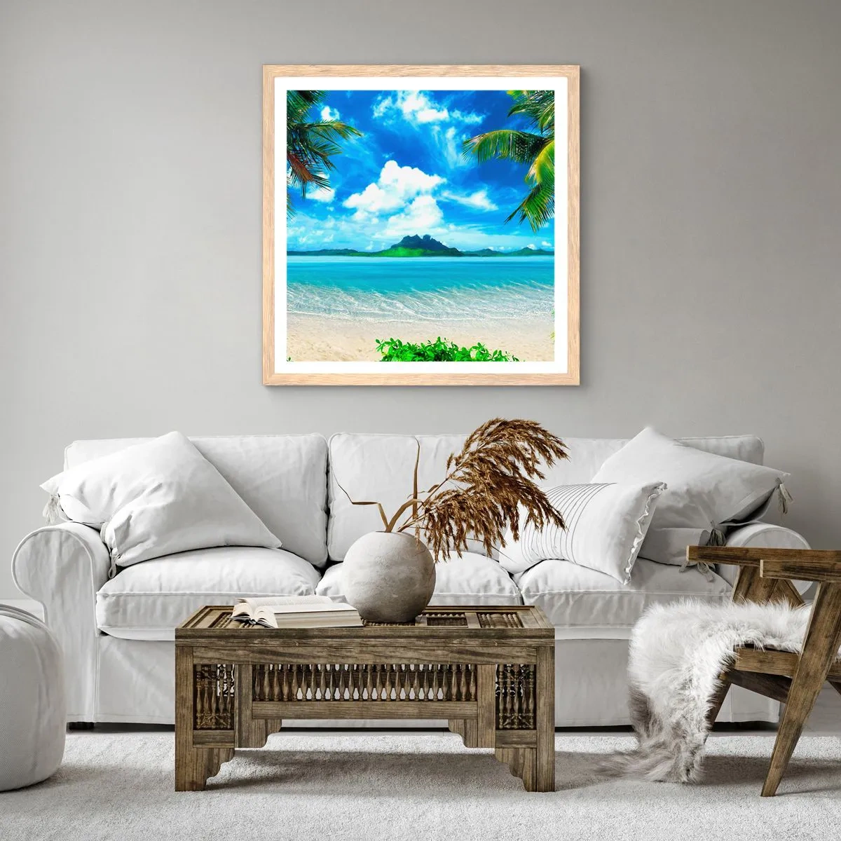 Poster in cornice rovere chiaro - L'azzurro dei tropici - 40x40 cm