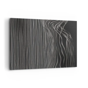 Quadro su tela - Stampe su Tela - Linee bianche su sfondo grigio scuro in una disposizione astratta - 120x80cm - Ritmo e accento - Decorazione murale moderna per soggiorno e camera da letto ARTTOR