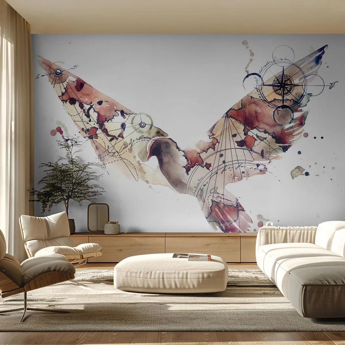 Fotomurali Premium Canvas - Viandante nell'aria - Uccelli, Piccione, Astrazione - 250x175 cm