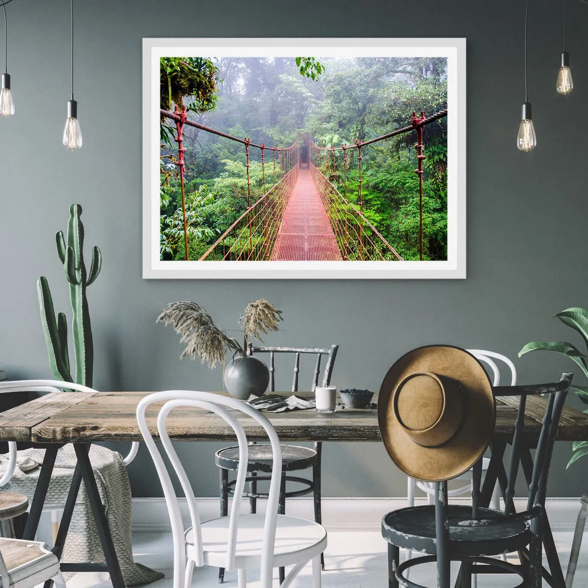 Poster in cornice bianca - Sospeso sopra gli alberi - 91x61 cm