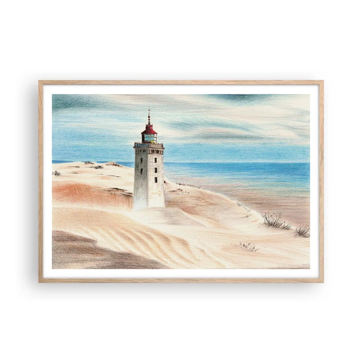 Poster in cornice rovere chiaro - Sempre guardando il mare - 100x70 cm
