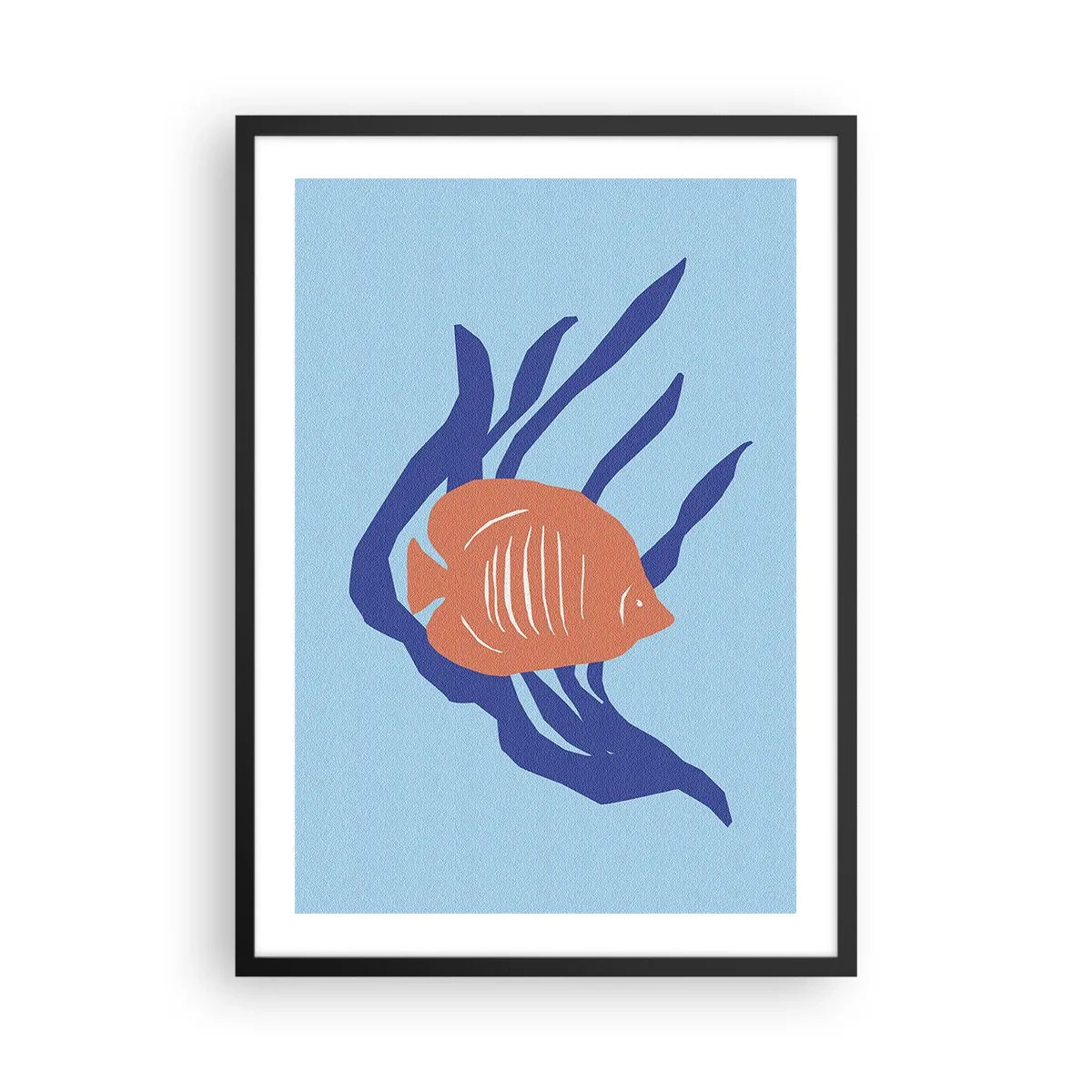 Poster in cornice nera - Pesci tropicali tra le piante marine - 50x70cm - L'abitante dei mari corallini - Decorazione murale moderna per soggiorno e camera da letto ARTTOR