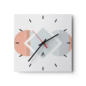 Orologio da parete - Orologio in Vetro - Un dipinto minimalista con forme geometriche - 30x30cm - La situazione è chiara - Decorazione murale moderna per soggiorno e camera da letto ARTTOR
