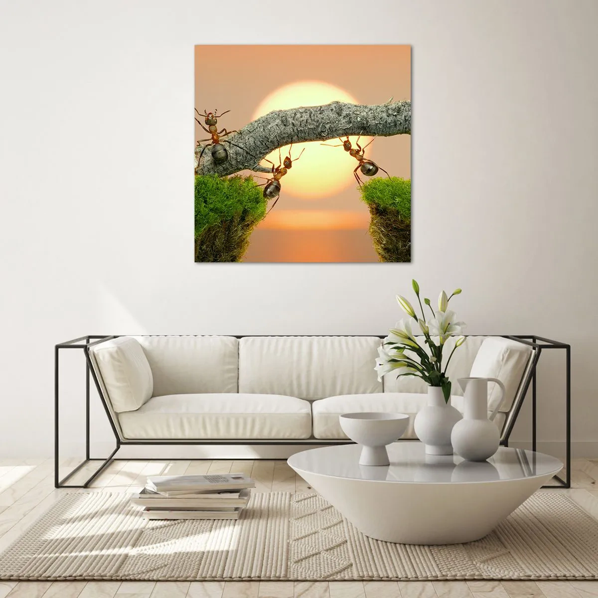 Quadro su vetro - Gioioso lavoro comune - 70x70 cm