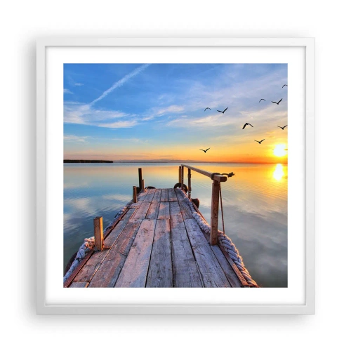 Poster in cornice bianca - Camminando verso il sole - 50x50 cm