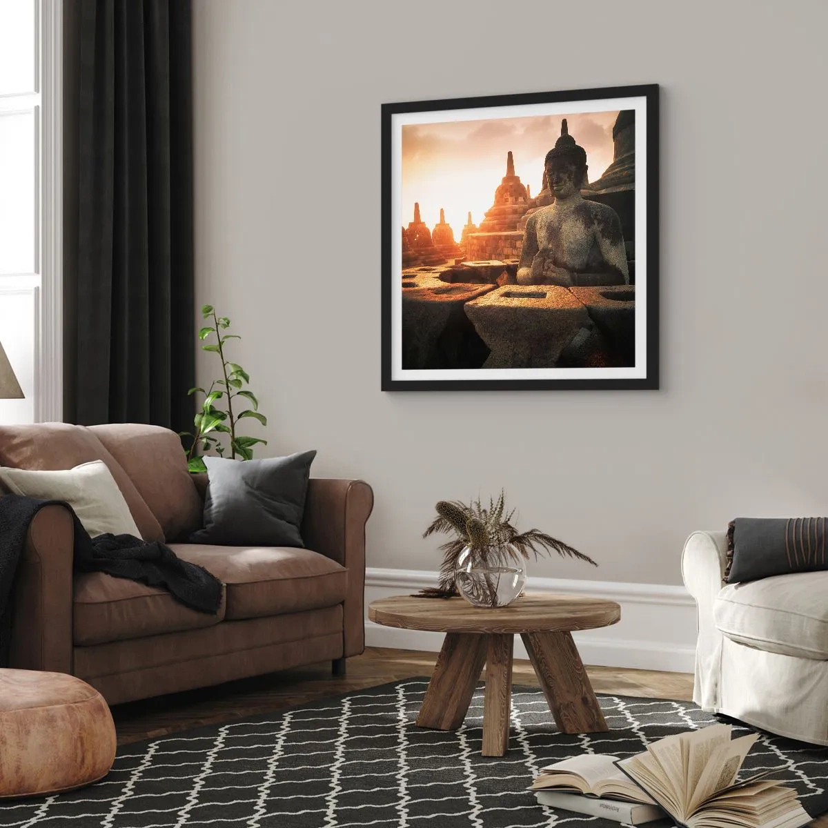 Poster in cornice nera - La pagoda della grande saggezza - 40x40 cm