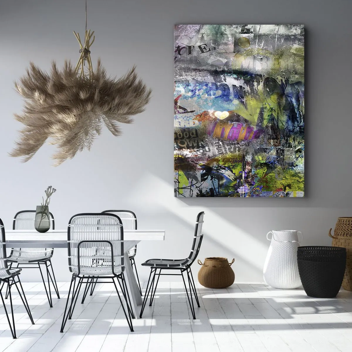 Quadro su tela - Stampe su Tela - Collage astratto con testo e vari colori - 50x70cm - Collage di ricordi - Decorazione murale moderna per soggiorno e camera da letto ARTTOR