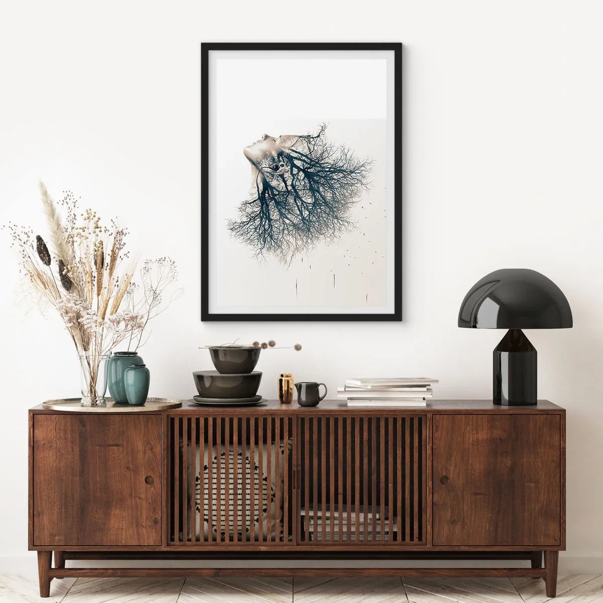 Poster in cornice nera - In ascolto del sussurro dell'albero - 61x91 cm