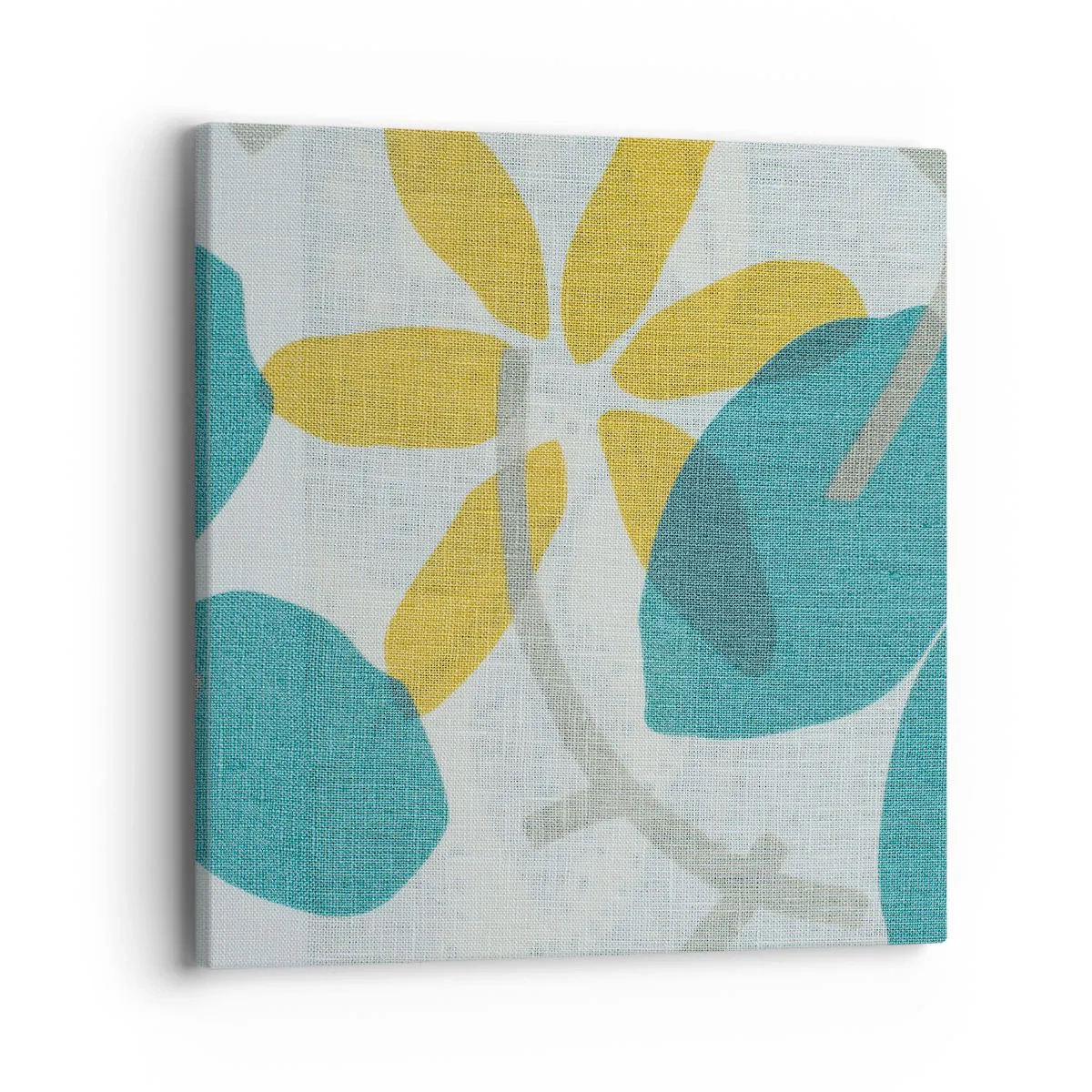 Quadro su tela - Stampe su Tela - Tra le foglie azzurre - 40x40 cm