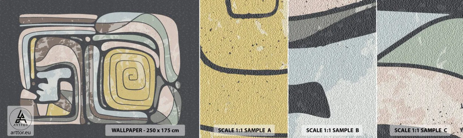 Campione di Fotomurale Adesivo Deluxe Sticker - Astrazione in spirito precolombiano - Astrazione, Boho, Invecchiato - 100x30 cm