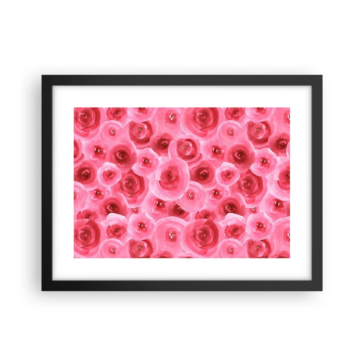 Poster in cornice nera - Rose in alto e in basso - 40x30 cm
