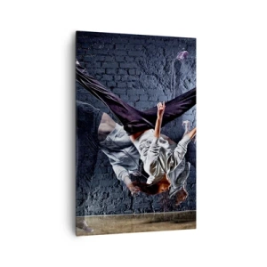 Quadro su tela - Stampe su Tela - Un ballerino in un salto dinamico contro un muro di mattoni - 80x120cm - Eroe di strada - Decorazione murale moderna per soggiorno e camera da letto ARTTOR