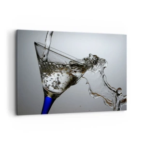 Quadro su tela - Stampe su Tela - Un bicchiere d'acqua in movimento su uno sfondo chiaro - 120x80cm - Acqua cristallina in vetro di cristallo - Decorazione murale moderna per soggiorno e camera da letto ARTTOR