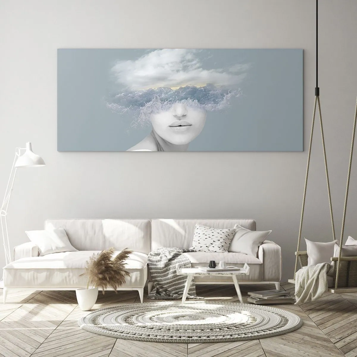 Quadro su vetro - Con la testa tra le nuvole - 100x40 cm