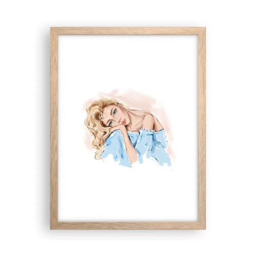 Poster in cornice rovere chiaro - Sognante nel blu - 30x40 cm