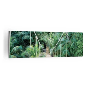 Quadro su tela - Stampe su Tela - Un ponte sospeso in una giungla tropicale piena di verde - 160x50cm - Welcome to the jungle! - Decorazione murale moderna per soggiorno e camera da letto ARTTOR